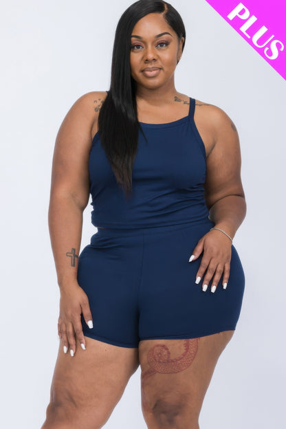 Aura Plus Size Split Back Cami Top & Shorts Set