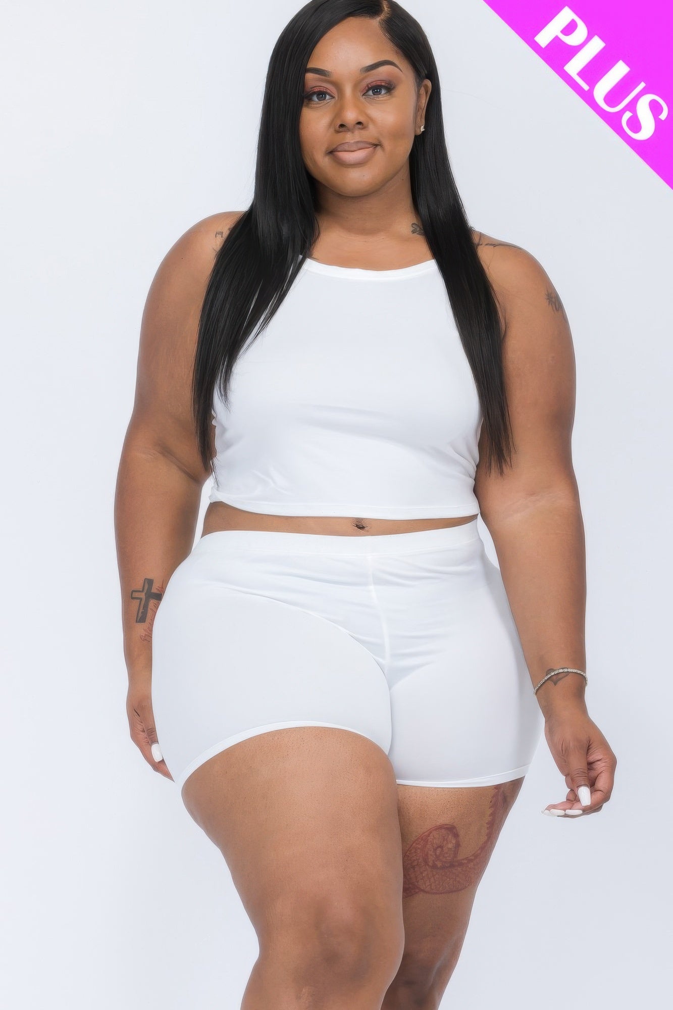 Aura Plus Size Split Back Cami Top & Shorts Set