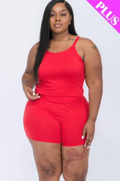 Aura Plus Size Split Back Cami Top & Shorts Set